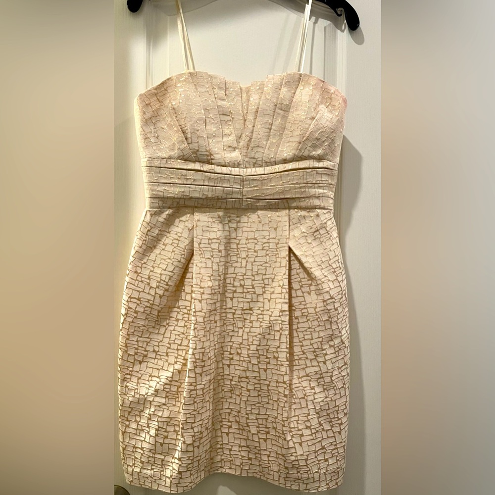 Cream and gold Max& Cleo strapless dress